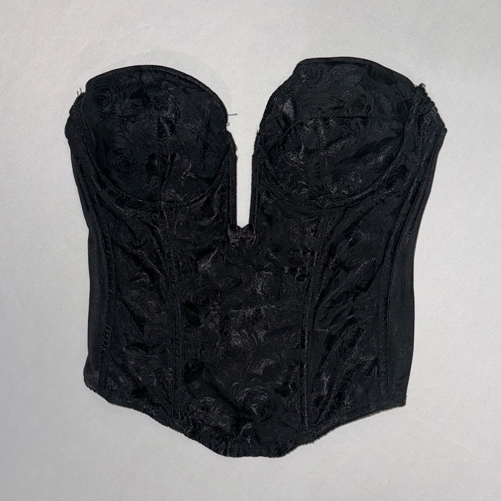 Vintage black plunge corset